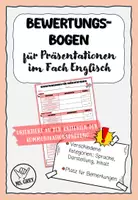 Vorschau - Anderer Materialtyp - Präsentationen Englisch - Bewertungsbogen - Deckblatt