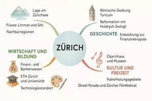 Vorschau - Arbeitsblätter - AB mit Fragen zum Thema "Zürich (Stadt)" + Lösungsblatt + Mindmap + Infografik - Seite 2