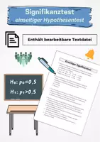Vorschau - Arbeitsblätter - Hypothesentest - einseitiger Hypothesentest -Oberstufe - Deckblatt
