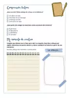 Vista previa - Hojas de trabajo - Ficha de comprensión lectora El misterio del cuaderno azul - Portada