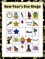 Vorschau - Arbeitsblätter - Holiday Classroom Party Game: New Year Vocabulary Bingo Cards - Seite 1