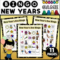Vorschau - Arbeitsblätter - Holiday Classroom Party Game: New Year Vocabulary Bingo Cards - Deckblatt