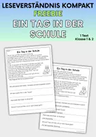 Vorschau - Arbeitsblätter - Ein Tag in der Schule - Freebie | Leseverständnis Klasse 1 + 2 - Deckblatt