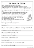 Vorschau - Arbeitsblätter - Ein Tag in der Schule - Freebie | Leseverständnis Klasse 1 + 2 - Seite 2