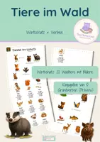 Vorschau - Arbeitsblätter - Bildwortschatz - Tiere im Wald – Wortschatz & Verben - Deckblatt