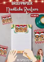 Vorschau - Mal- und Bastelvorlagen - Briefpapier Weihnachten Rentiere Klasse 2 bis 6 - Seite 1