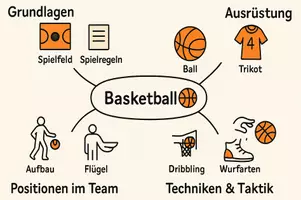 Vorschau - Arbeitsblätter - AB mit Fragen zum Thema "Basketball" + Lösungsblatt + Mindmap + Infografik - Seite 1
