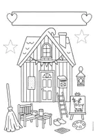 Vorschau - Mal- und Bastelvorlagen - Wichtelhaus - Ausmalvorlage - Deckblatt