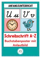 Vorschau - Poster - Schreibschrift A-Z. Buchstabenposter mit Anlautbild - Deckblatt