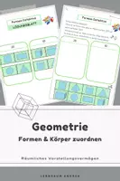 Vorschau - Arbeitsblätter - Geometrie: Formen und Körper sortieren - 2D & 3D (schneiden & kleben) - Deckblatt