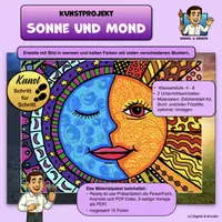 Vorschau - Stundenentwürfe - Kunstprojekt „Sonne und Mond“ – Warm-Kalt-Kontrast mit Mustern - Deckblatt