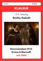 Vorschau - Test - Klausur: Gotthold Ephraim Lessing: Emilia Galotti – Szenenanalyse Gräfin Orsina & Marinelli (IV, 3) + Erwartungshorizont - Deckblatt