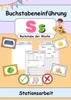 Vorschau - Stationenlernen - Buchstabeneinführung - S - Stationsarbeit/ Stationenlernen - Deckblatt