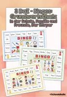 Vorschau - Spiele - 3 DaZ-BINGOS! Grundwortschatz: Schule, Familie, Körper - Deckblatt