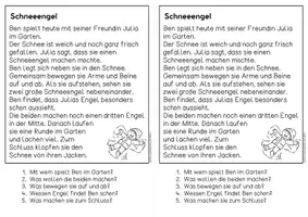 Vorschau - Arbeitsblätter - Winter - Schneeengel, Heißer Kakao, Winterspaziergang für Hefteinträge | Leseverständnis Klasse 1 & 2 - Seite 2
