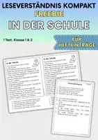 Vorschau - Arbeitsblätter - In der Schule - Freebie für Hefteinträge | Leseverständnis Klasse 1 + 2 - Deckblatt