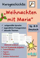 Vorschau - Arbeitsblätter - Kurzgeschichte "Weihnachten mit Maria" (Familie, Weihnachten) | Aufgaben: Analyse, Reflexion, kreativer Umgang | Deutsch 8-9 - Deckblatt
