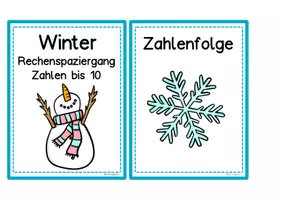 Vorschau - Arbeitsblätter - Zahlenspaziergang, Rechenspaziergang Winter Zahlenraum 10, Rechnen Klasse 1 und Vorschule - Seite 1