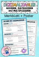 Vorschau - Poster - DEZIMALZAHLEN ADDIEREN, SUBTRAHIEREN, MULTIPLIZIEREN - Merkblatt + Poster - Deckblatt