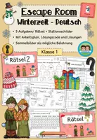 Vorschau - Stationenlernen - Escape Room - Deutsch (Winter - Klasse 1) - Deckblatt