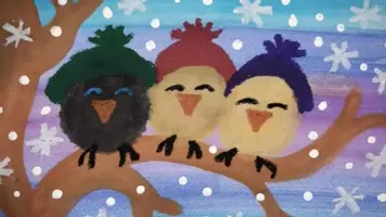 Vorschau - Mal- und Bastelvorlagen - Kunststunde Winterbild - die drei Spatzen + Geschenkidee - Seite 1