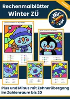 Vorschau - Arbeitsblätter - Rechenmalblätter Winter – Plus & Minus mit Zehnerübergang - Klasse 1 - Deckblatt