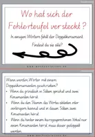 Vorschau - Aufgabenkarten - Schreibschrift: Chinesische Mauer: Fehlerteufel Lesekarten Doppelkonsonanten - Seite 2