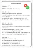 Vorschau - Arbeitsblätter - Rechengesetze Addition und Subtraktion - Deckblatt