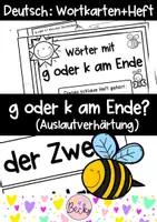Vorschau - Arbeitsblätter - g oder k am Wortende (verlängern) - Deckblatt