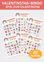 Vorschau - Spiele - Valentinstag-Bingo – 30 Karten, Spiel für die Klasse, Klassenfeier & Valentinstag-Aktionen - Deckblatt