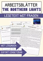 Vorschau - Arbeitsblätter - The Northern Lights Englisch Arbeitsblatt Lesetext mit Richtig Falsch Multiple Choice und Offenen Fragen Textverständnis - Deckblatt