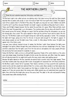 Vorschau - Arbeitsblätter - The Northern Lights Englisch Arbeitsblatt Lesetext mit Richtig Falsch Multiple Choice und Offenen Fragen Textverständnis - Seite 1