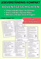 Vorschau - Arbeitsblätter - 3 Adventgeschichten für Hefteinträge - Kleine Winterfunde | Leseverständnis Klasse 1 + 2 - Deckblatt