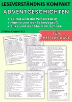 Vorschau - Arbeitsblätter - 3 Adventgeschichten für Hefteinträge - Geschichten im Schnee | Leseverständnis Klasse 1 + 2 - Deckblatt