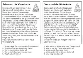 Vorschau - Arbeitsblätter - 3 Adventgeschichten für Hefteinträge - Geschichten im Schnee | Leseverständnis Klasse 1 + 2 - Seite 1