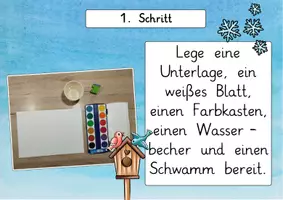 Vorschau - Arbeitsblätter - Vogelhaus im Winter: Schritt-für-Schritt (Malen & Basteln) - Kunst - Kl. 1/2 - Seite 3