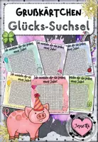Vorschau - Spiele - Grußkarten für Neujahr & Silvester 2025/2026 (mit Glücks-Suchsel) - Deckblatt