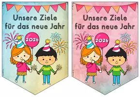Vorschau - Arbeitsblätter - Schreibanlass zu Neujahr & Silvester 2026: Wimpel für Wünsche & Ziele - Seite 2