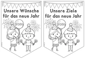 Vorschau - Arbeitsblätter - Schreibanlass zu Neujahr & Silvester 2026: Wimpel für Wünsche & Ziele - Seite 3