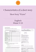 Vorschau - Arbeitsblätter - Characteristics of a short story - Short Story "Water" - Deckblatt