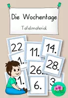 Vorschau - Bildkarten - Wochentage Monate Tafelmaterial - Zahlen - Deckblatt