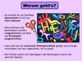 Vorschau - Stundenentwürfe - Kunstprojekt „Cut-Out-Namensbild nach Matisse“ – Schritt-für-Schritt-Anleitung - Seite 2
