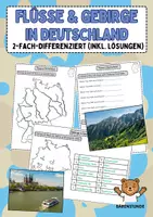 Vorschau - Arbeitsblätter - Flüsse und Gebirge: Arbeitsblätter (2-fach-differenziert, inkl. Lösungen) - Deckblatt