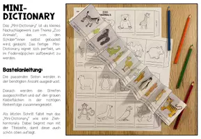 Vorschau - Arbeitsblätter - ZOO ANIMALS - Mini Dictionary (Leporello) - Seite 1