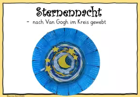 Vorschau - Mal- und Bastelvorlagen - Sternennacht nach Van Gogh im Kreis gewebt: Anleitung - Seite 1