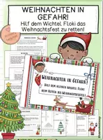 Vorschau - Arbeitsblätter - Weihnachten in Gefahr! - Hilf dem Wichtel Floki das Weihnachtsfest zu retten - Deckblatt