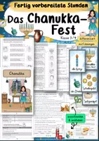 Vorschau - Unterrichtsreihen - Chanukka Mini-Einheit Lerntheke 3. 4. 5. Klasse Ethik Religion Winter Weihnachten - Deckblatt