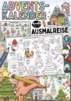 Vorschau - Mal- und Bastelvorlagen - Adventskalender ✨ - Ausmalreise bis Weihnachten / Ausmalbild - Deckblatt