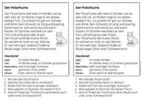 Vorschau - Arbeitsblätter - Der Polarfuchs für Hefteinträge - 3x differenziert | Leseverständnis Klasse 1 + 2 - Seite 2