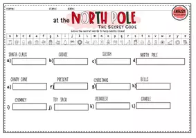 anteprima - Esercizi - Christmas: Worksheet Secret Code | North Pole (Scheda di lavoro: codice segreto e Polo Nord) - Pagina 1
